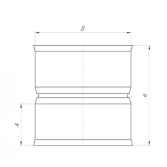 Адаптер котла, d 140 × 140 мм, нержавейка 1.0 мм, h 120 мм