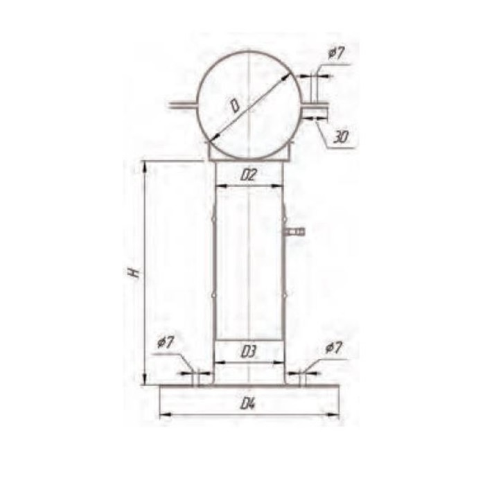 Кронштейн стеновой, телескопический 40-75 мм, d 180 мм, нержавейка 1.0 мм