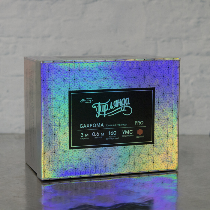 БАХРОМА уличная, УМС, Ш:3м, В:0.6м, Н.Т. 2W Каучук LED(IP65)-160-220V, КРАСНЫЙ
