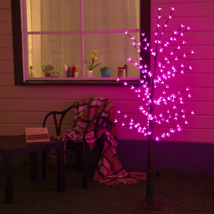 Дерево светодиодное улич. 1,2 м. "Ромашки", 160 LED, 220 В, РОЗОВЫЙ