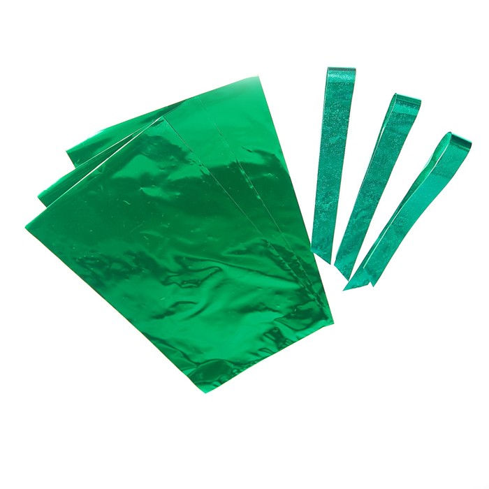 Набор для упаковки, "Новый Год", пакет зелёный 25 х 40 см х 3 шт., три банта 34/120 мм