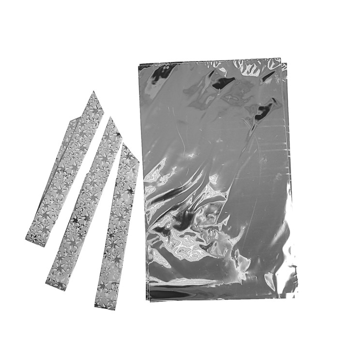 Набор для упаковки, "Новый Год", пакет серебро 25 х 40 см х 3 шт., три банта 34/120 мм