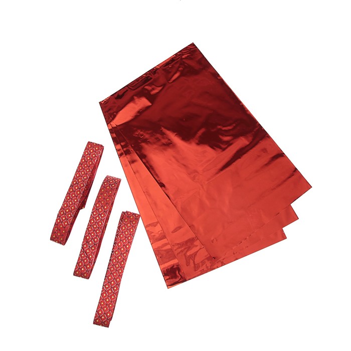 Набор для упаковки, "Новый Год", пакет красный 30 х 50 см х 3 шт., три банта 30/120 мм