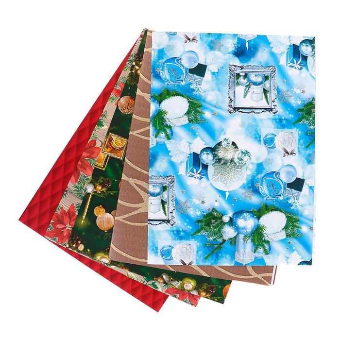 Набор бумаги для декорирования, "Новый год №1", 0,7 х 1 м х 5 шт., в ассортименте