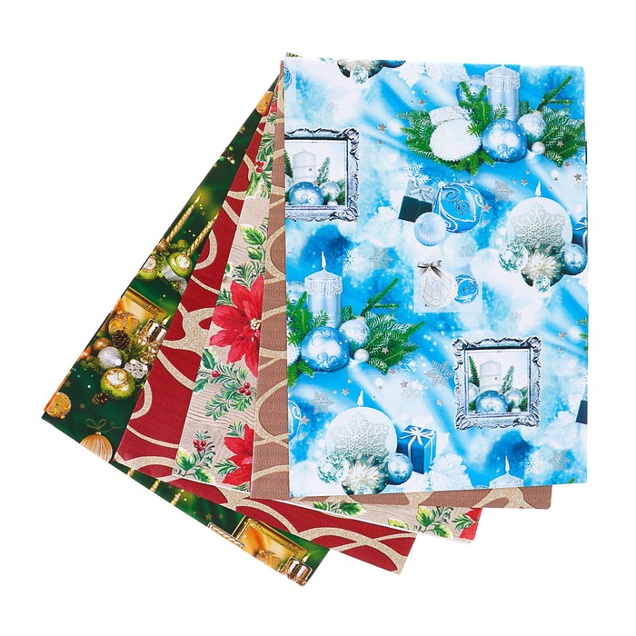 Набор бумаги для декорирования, "Новый год №2", 0,7 х 1 м х 5 шт., в ассортименте