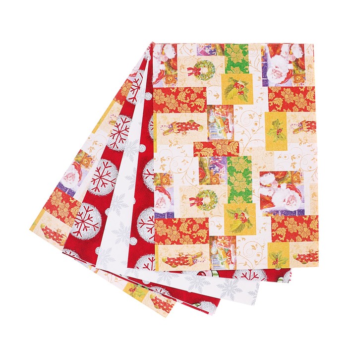 Набор бумаги для декорирования, "Новый год №4", 0,7 х 1 м х 5 шт., в ассортименте