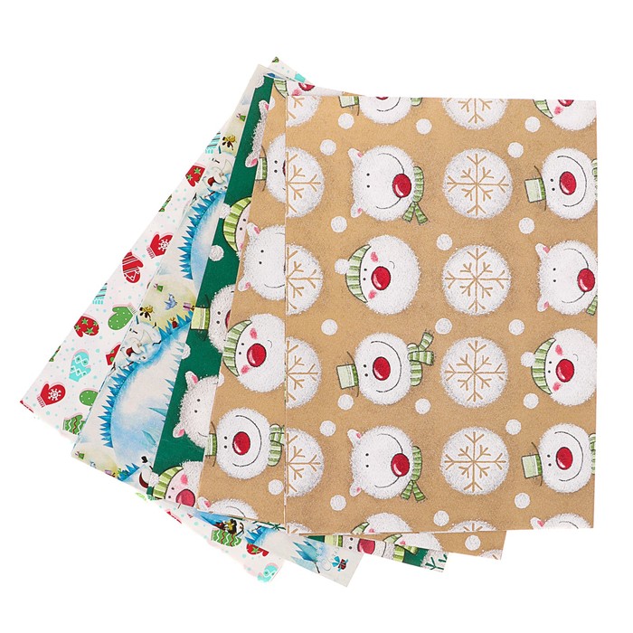 Набор бумаги для декорирования, "Новый год №5", 0,7 х 1 м х 5 шт., в ассортименте