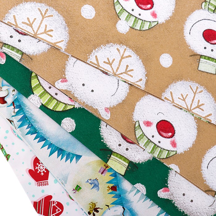 Набор бумаги для декорирования, "Новый год №5", 0,7 х 1 м х 5 шт., в ассортименте