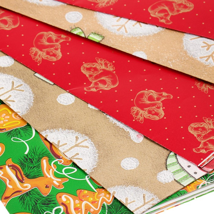 Набор бумаги для декорирования, "Новый год №7", 0,7 х 1 м х 5 шт., в ассортименте