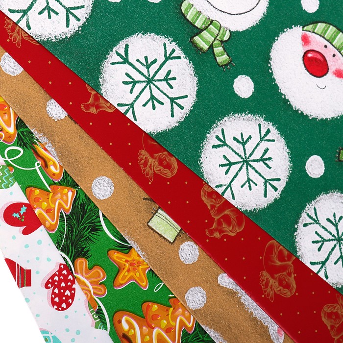 Набор бумаги для декорирования, "Новый год №8", 0,7 х 1 м х 5 шт., в ассортименте