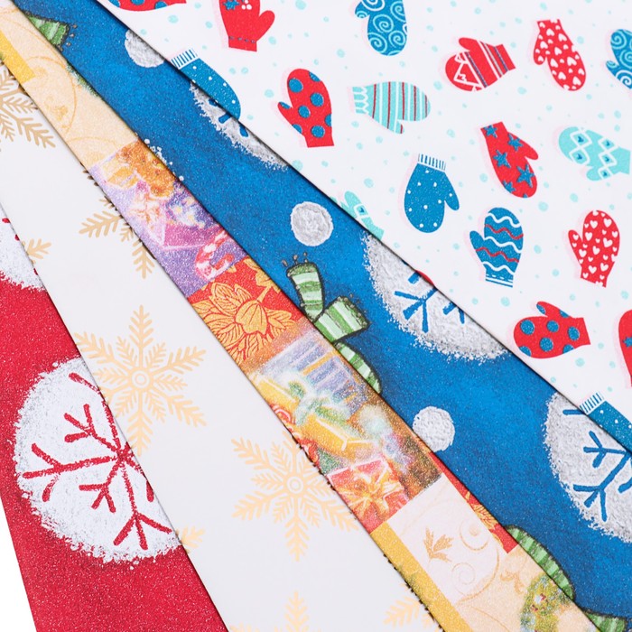 Набор бумаги для декорирования, "Новый год №10", 0,7 х 1 м х 5 шт., в ассортименте