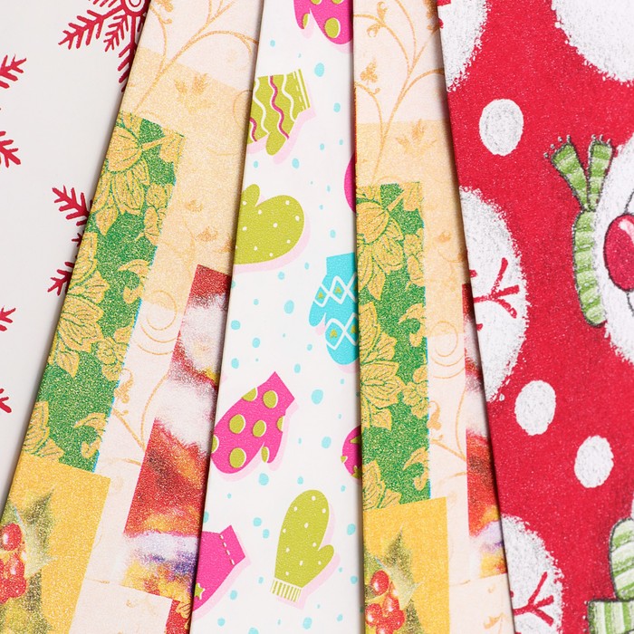 Набор бумаги для декорирования, "Новый год №11", 0,7 х 1 м х 5 шт., в ассортименте