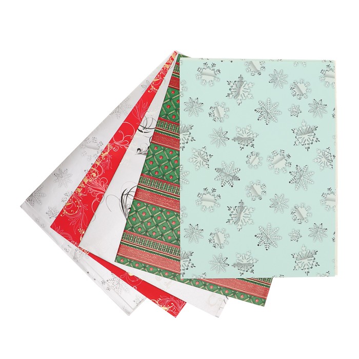 Набор бумаги для декорирования, "Новый год №14", 0,7 х 1 м х 5 шт., в ассортименте