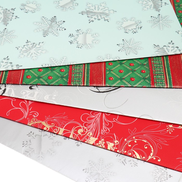 Набор бумаги для декорирования, "Новый год №14", 0,7 х 1 м х 5 шт., в ассортименте