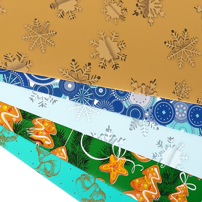 Набор бумаги для декорирования, "Новый год №29", 0,7 х 1 м х 5 шт., в ассортименте
