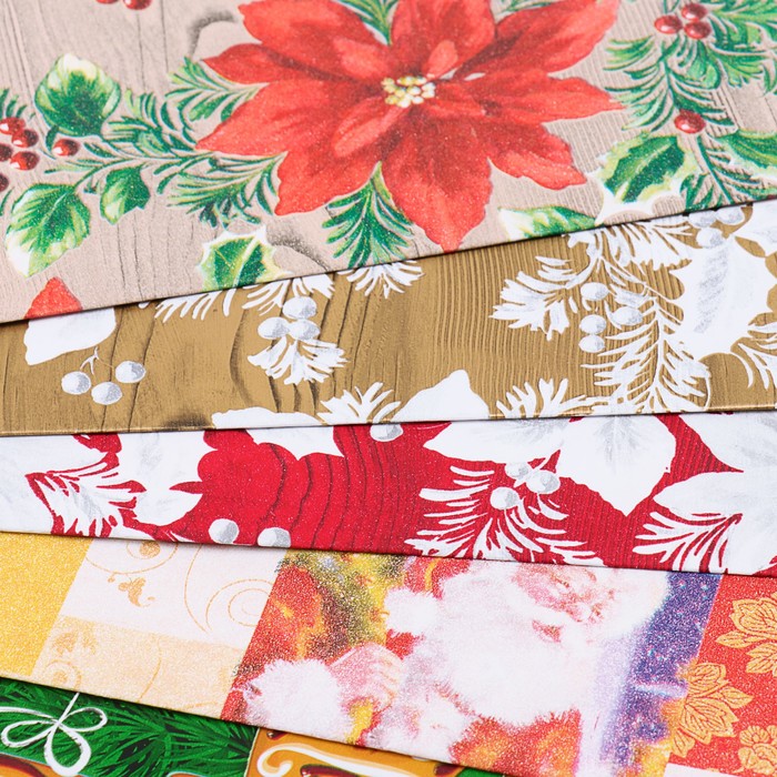 Набор бумаги для декорирования, "Новый год №31", 0,7 х 1 м х 5 шт., в ассортименте