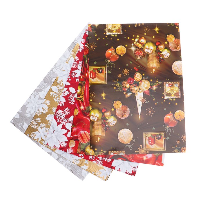 Набор бумаги для декорирования, &quot;Новый год №34&quot;, 0,7 х 1 м х 5 шт., в ассортименте