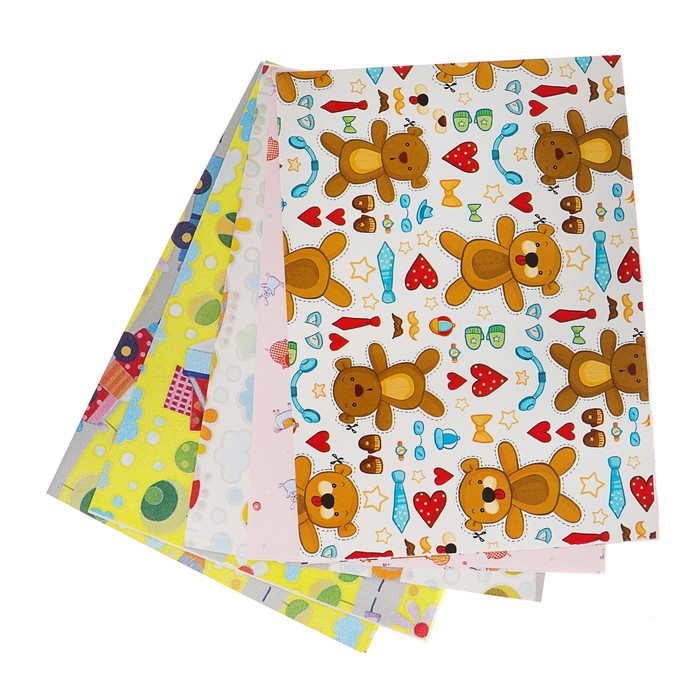 Набор бумаги для декорирования, "Детский №1", 0,7 х 1 м х 5 шт., в ассортименте