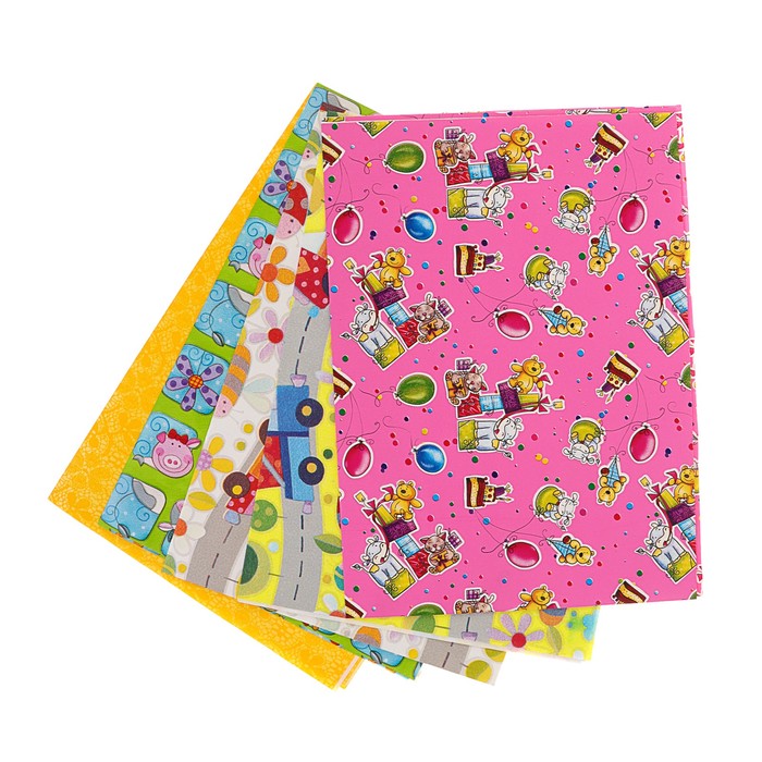 Набор бумаги для декорирования, "Детский №2", 0,7 х 1 м х 5 шт., в ассортименте