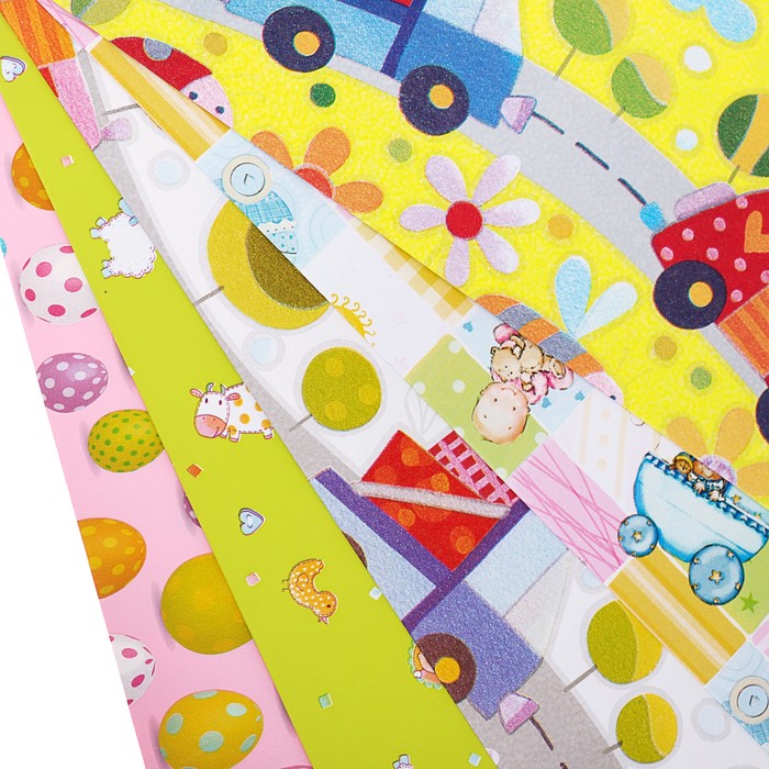 Набор бумаги для декорирования, "Детский №3", 0,7 х 1 м х 5 шт., в ассортименте