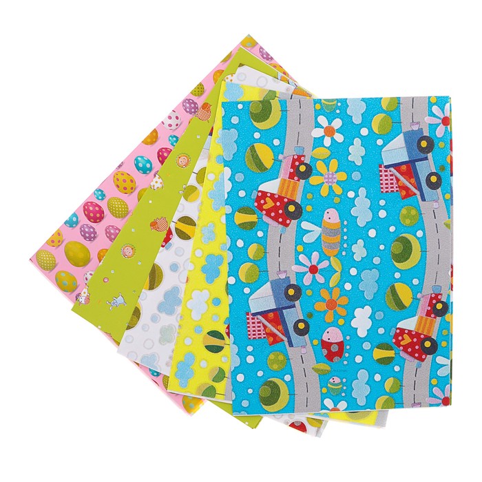 Набор бумаги для декорирования, "Детский №4", 0,7 х 1 м х 5 шт., в ассортименте