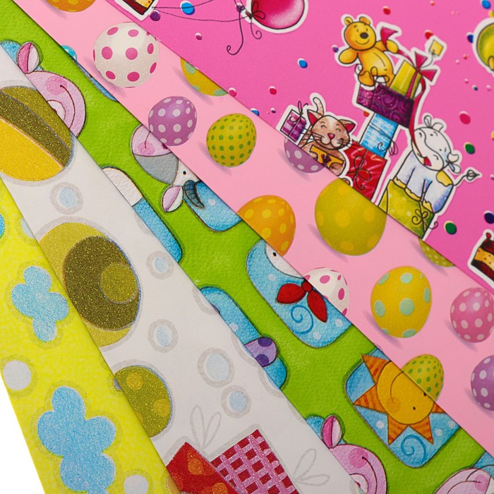 Набор бумаги для декорирования, "Детский №5", 0,7 х 1 м х 5 шт., в ассортименте