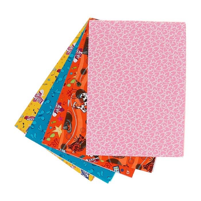 Набор бумаги для декорирования, "Детский №6", 0,7 х 1 м х 5 шт., в ассортименте