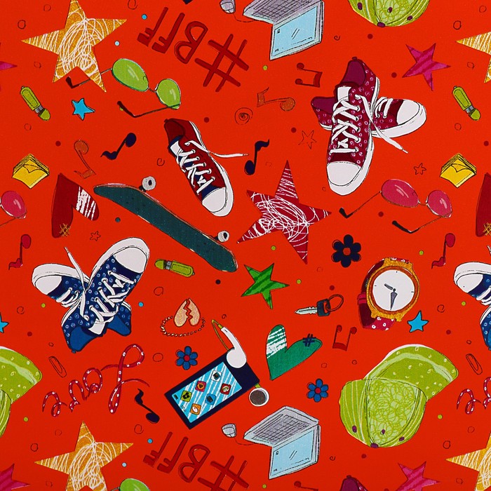 Набор бумаги для декорирования, "Детский №6", 0,7 х 1 м х 5 шт., в ассортименте