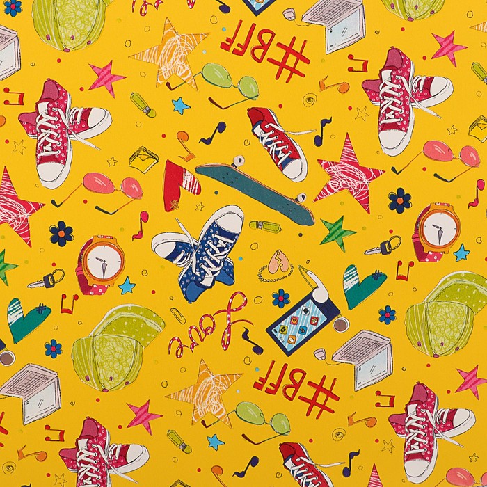 Набор бумаги для декорирования, "Детский №7", 0,7 х 1 м х 5 шт., в ассортименте