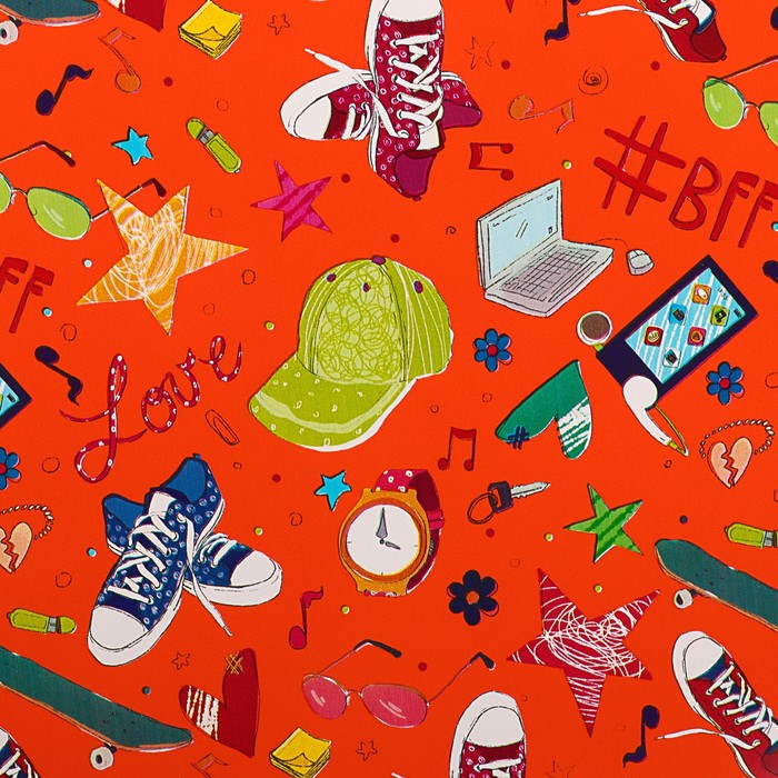 Набор бумаги для декорирования, "Детский №8", 0,7 х 1 м х 5 шт., в ассортименте