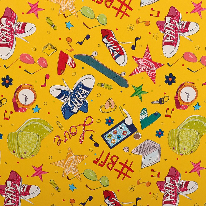 Набор бумаги для декорирования, "Детский №8", 0,7 х 1 м х 5 шт., в ассортименте