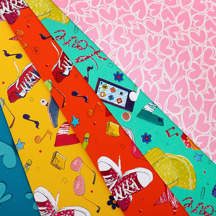 Набор бумаги для декорирования, "Детский №9", 0,7 х 1 м х 5 шт., в ассортименте