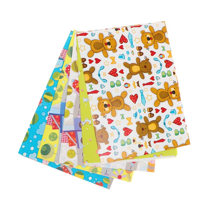 Набор бумаги для декорирования, "Детский №11", 0,7 х 1 м х 5 шт., в ассортименте