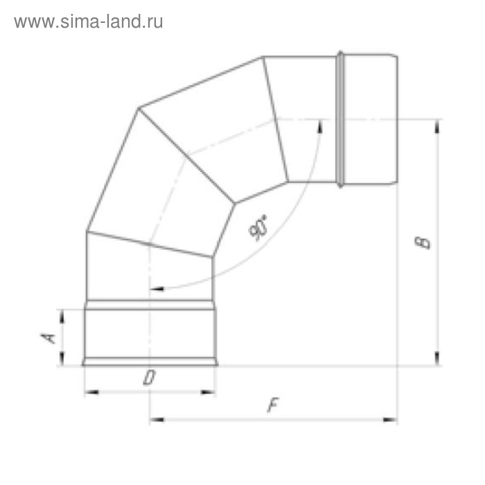 

Отвод 90°, d 180 мм, нержавейка 0.5 мм