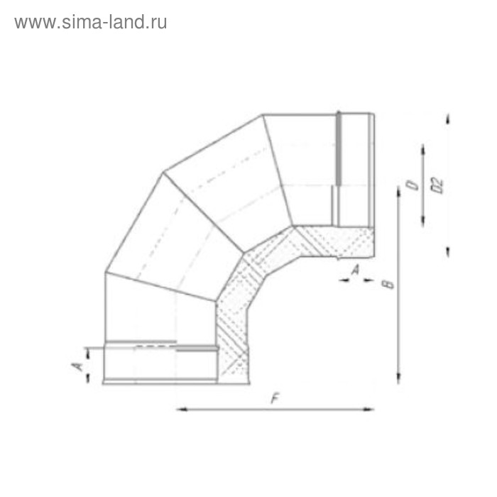 

Сэндвич-Отвод 90°, d 180 × 260 мм, нерж/оцинк, 0.5 мм/0.5 мм