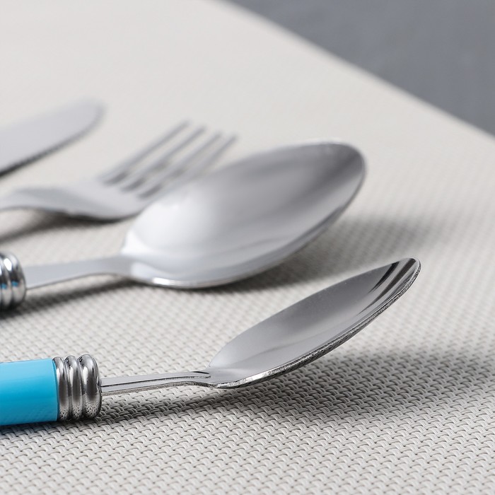 Набор столовых приборов 24 пр на пластиковой подставке "Хэнди" цвет синий