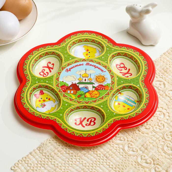 Пасхальная подставка на 6 яиц "Цыплята", 21,5 х 19,9 см
