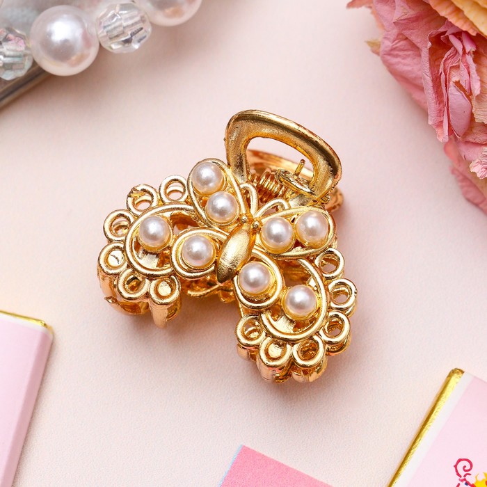 Краб для волос "Глубины океана" 3 см бабочка кружева