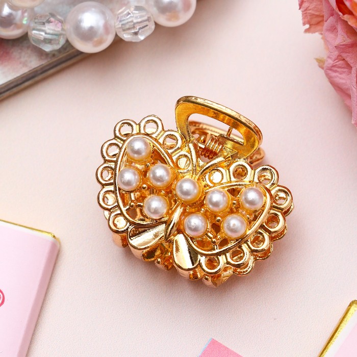 Краб для волос "Глубины океана" 3 см бабочка ажур