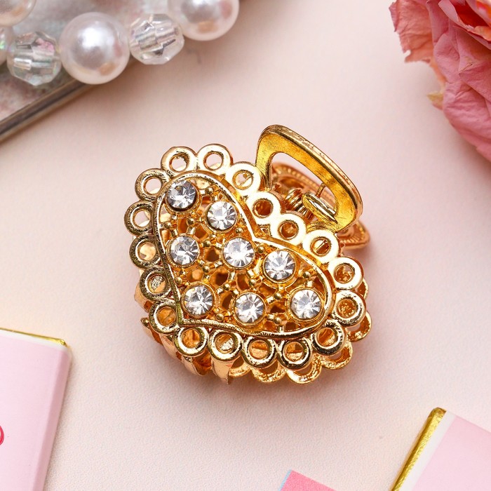 Краб для волос "Ажурная сюита" 3 см сердце