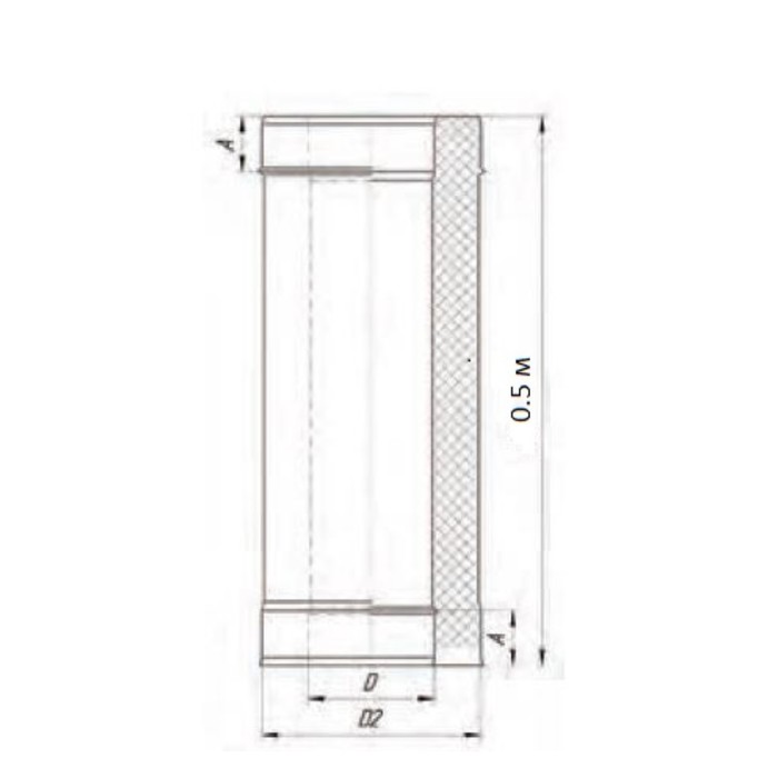 Сэндвич-труба 0.5 м, d 120 × 220 мм, нерж/нерж, 0.5 мм/0.5 мм