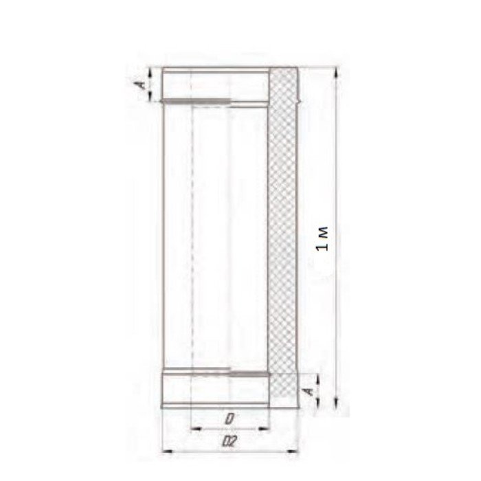 Сэндвич-труба 1.0 м, d 150 × 200 мм, нерж/оцинк, 1.0 мм/0.5 мм