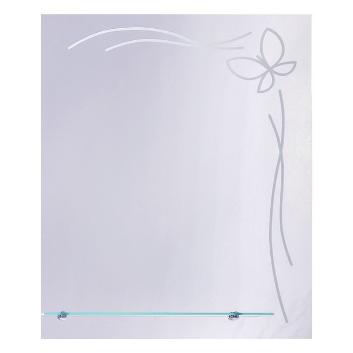 Зеркало «Бабочка», настенное, с полкой, матирование, 50×70 см