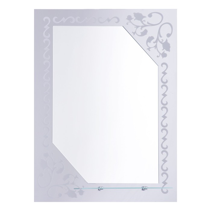 Зеркало «Листочки», настенное, с полкой, комбинированное, матирование, 50×70 см