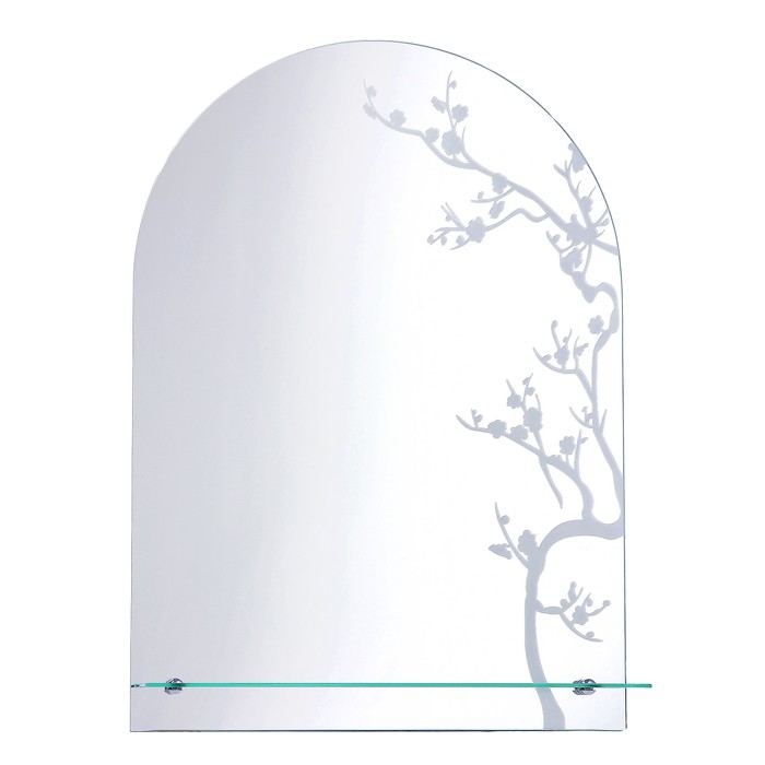 Зеркало «Сакура», настенное, с полкой, матирование, 50×70 см