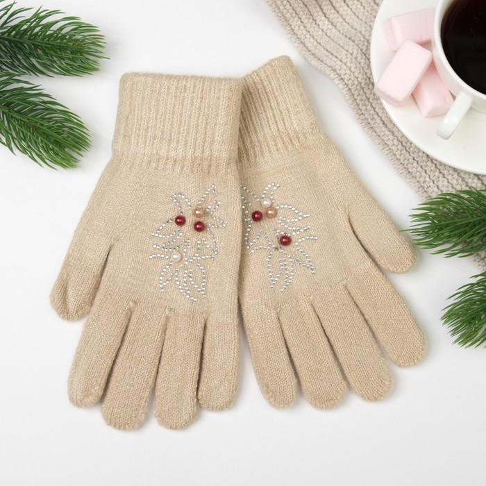 Перчатки женские 643 цвет бежевый, р-р 17-18