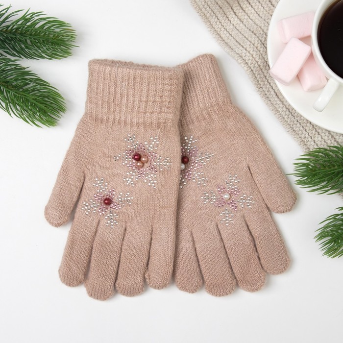 Перчатки женские 643 цвет пудровый, р-р 17-18