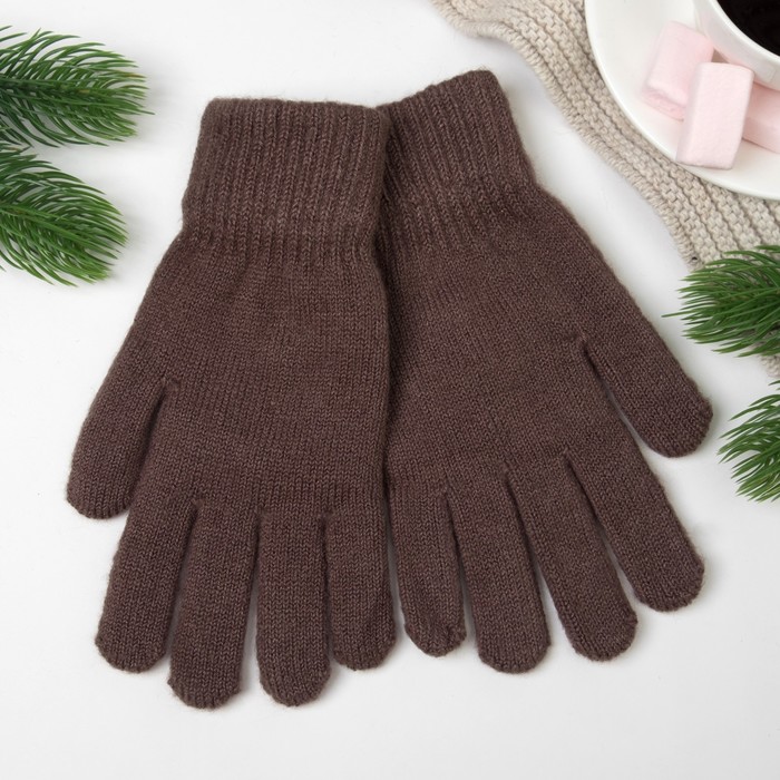 Перчатки женские 643 цвет коричневый, р-р 17-18