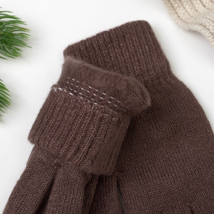 Перчатки женские 643 цвет коричневый, р-р 17-18