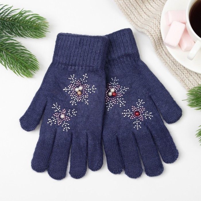 Перчатки женские 643 цвет синий, р-р 17-18